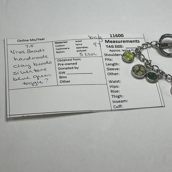 Viva Beads necklace costume jewelry signed dangle charm chunky chain clay beads - Picture 11 of 11